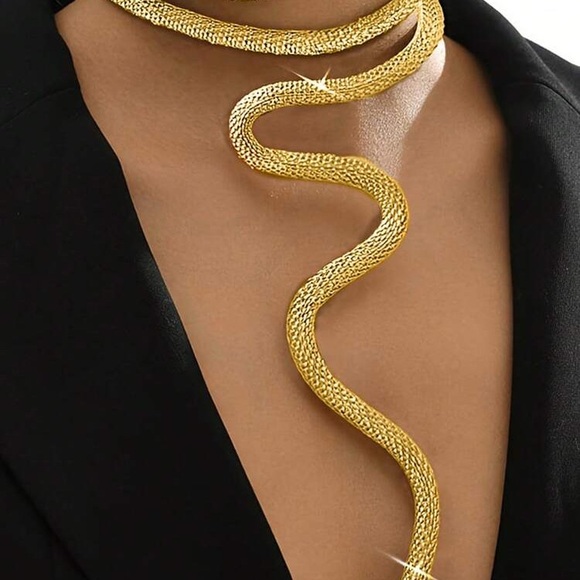 Gold Snake Adjustable Jewelry. Wear As A Necklace, Bracelet, Belt, or Anklet - Picture 4 of 4